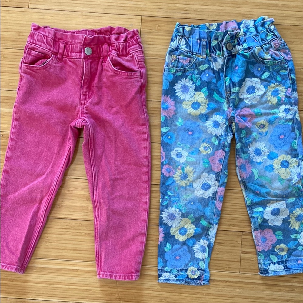 Two Pairs Baby Gap 5T Pink and Floral Jeans